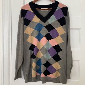 Anthropologie Aldo Martins argyle cozy long sweater